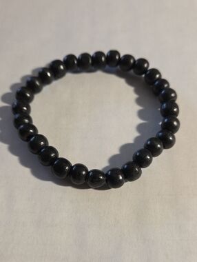 Black Wooden Beads Stretch Bracelet